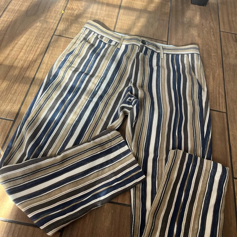 Closed striped straight leg pant Italian fabric size 32 - Picture 3 of 9